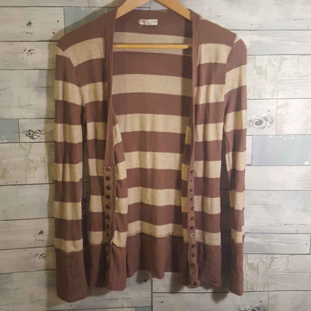 Brown and Tan Striped Cardigan
